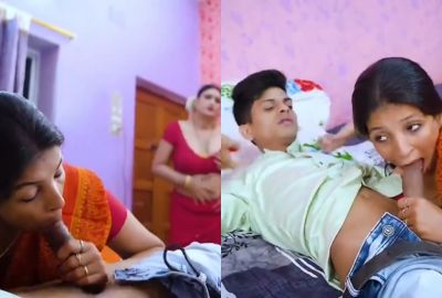 Indian porn of a mom getting horny watching her son fucking