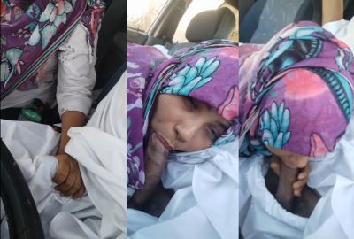 Hijabi girl gives an erotic outdoor blowjob in car