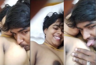 Guy sucks his married GF’s boobs in Tamil porn