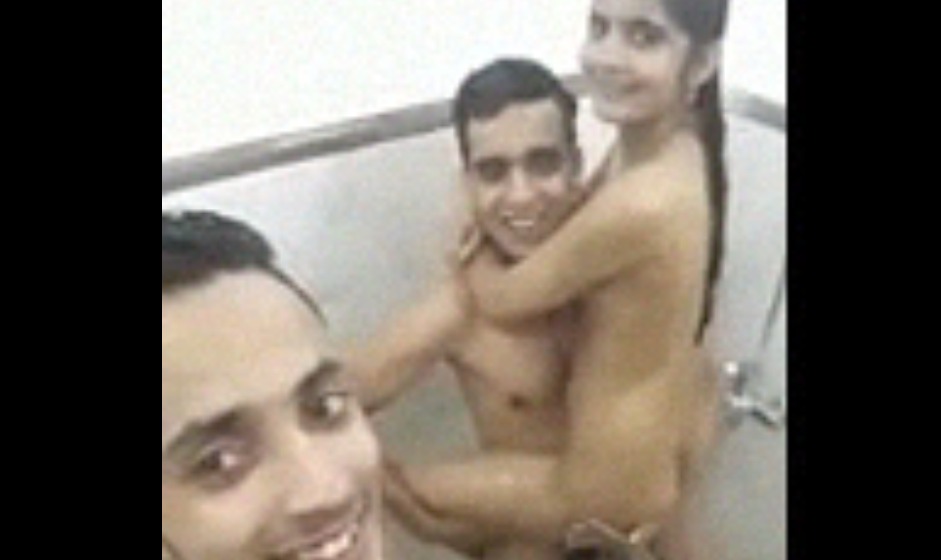 Indian twins sex with GF in bathroom