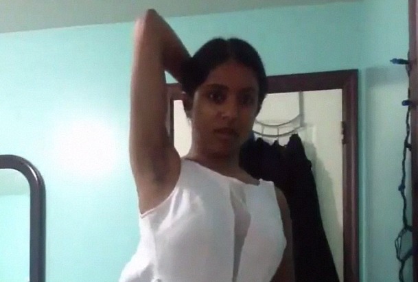 Sexy desi babe stripping for her BF video