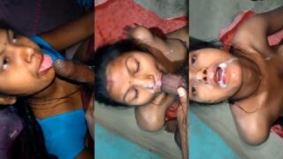 Desi village Bhabhi sucks cock and eats cum
