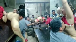 A cheap whore entertains a group of men in desi sex video