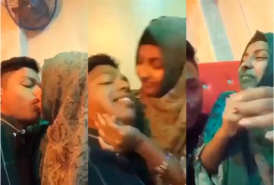 18 yr old Karachi girl kisses her lover in Pakistani porn