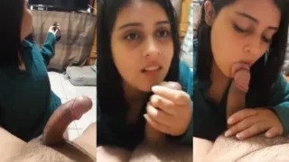 Desi beautiful girl sucking crooked big cock