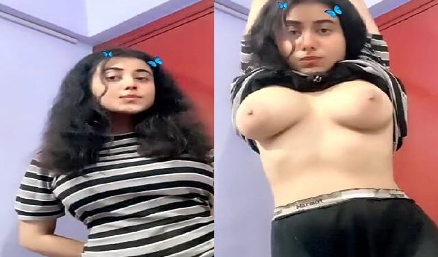 Beautiful girl stripping showing milky boobs