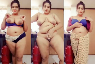 Busty Bangla naked Boudhi strips and shows her body