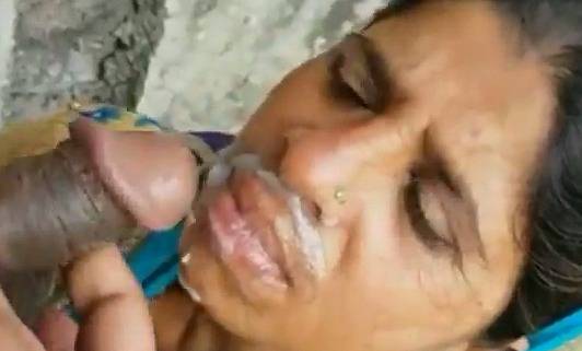 Indian slut eating cum