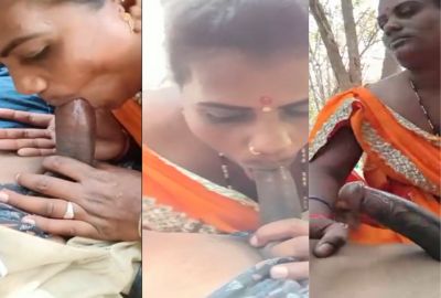 Village sex of a desi milf sucking her lover’s BBC outdoors