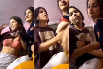 Desi nude girls from hostel preses each other’s boobs